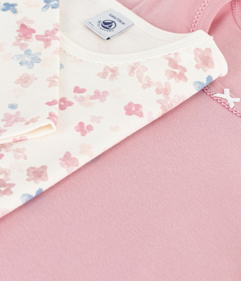 Lot de tee-shirts enfant en coton manches longues imprim&eacute; fleurs variante 1