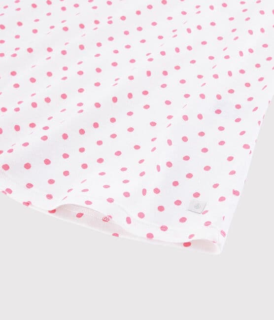 Chemise de nuit pois roses fille-femme en coton blanc MARSHMALLOW/rose GRETEL
