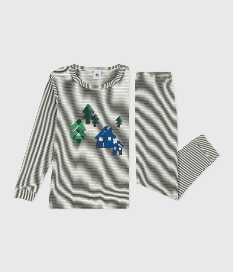 Pyjama ray&eacute; en coton enfant AVORIAZ/ MARSHMALLOW