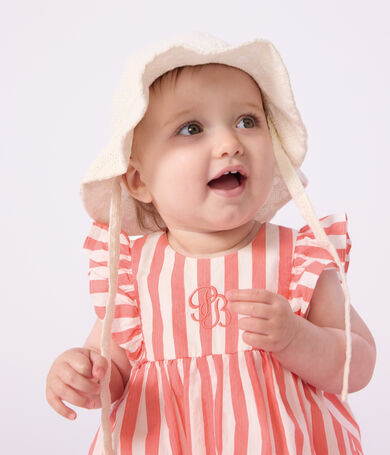 Capeline b&eacute;b&eacute; fille en popeline broderie anglaise