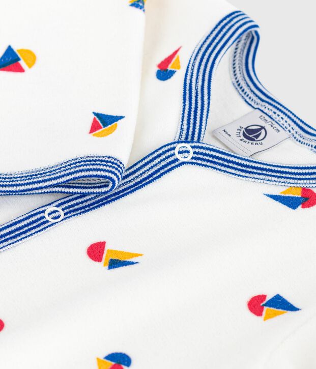 Pyjama b&eacute;b&eacute; en velours imprim&eacute; blanc/multicouleur