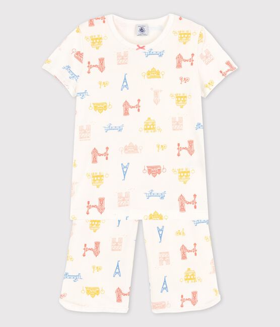 Pyjacourt Paris petite fille en coton blanc MARSHMALLOW/blanc MULTICO
