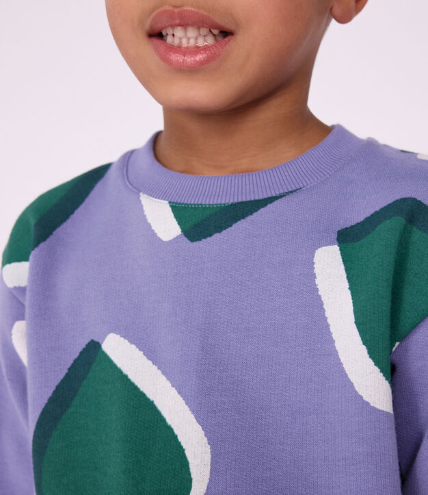 Sweatshirt enfant en coton imprim&eacute; c&oelig;urs violet/multicouleur