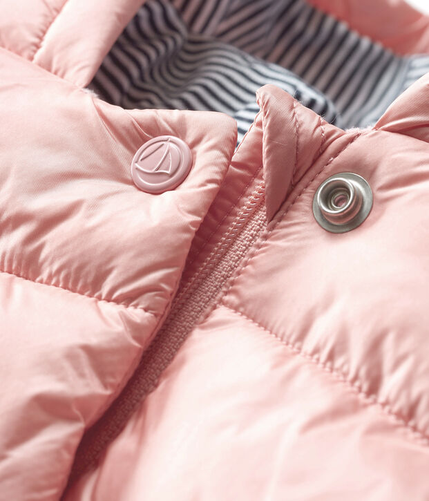 Doudoune b&eacute;b&eacute; fille en polyamide satin&eacute; rose clair