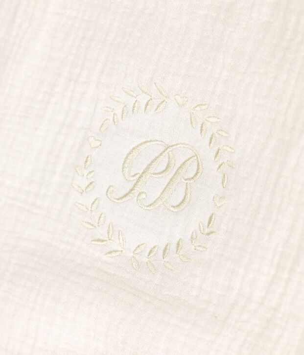 Valisette naissance en gaze de coton brod&eacute; blanc