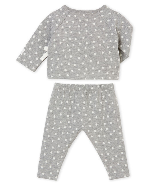 Ensemble bébé fille en tubique jacquard gris SUBWAY/blanc MULTICO