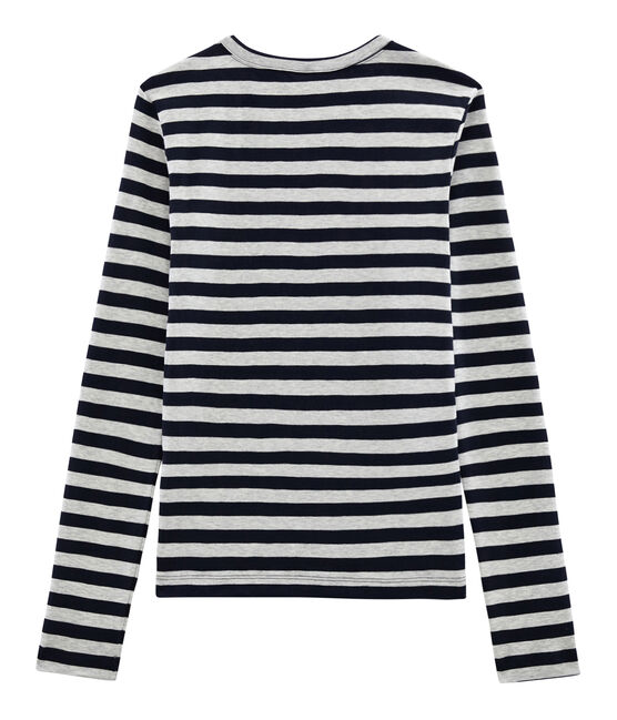 Tee shirt manches longues iconique femme bleu SMOKING/gris BELUGA