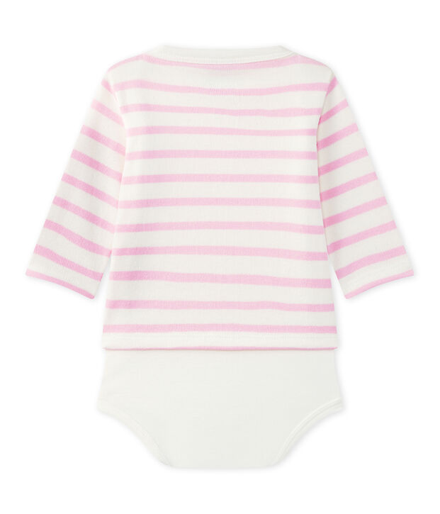 Body marini&egrave;re b&eacute;b&eacute; manches longues blanc/rose