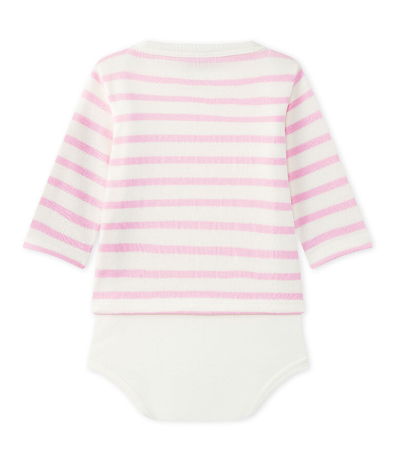 Body marini&egrave;re b&eacute;b&eacute; manches longues blanc MARSHMALLOW/rose BABYLONE