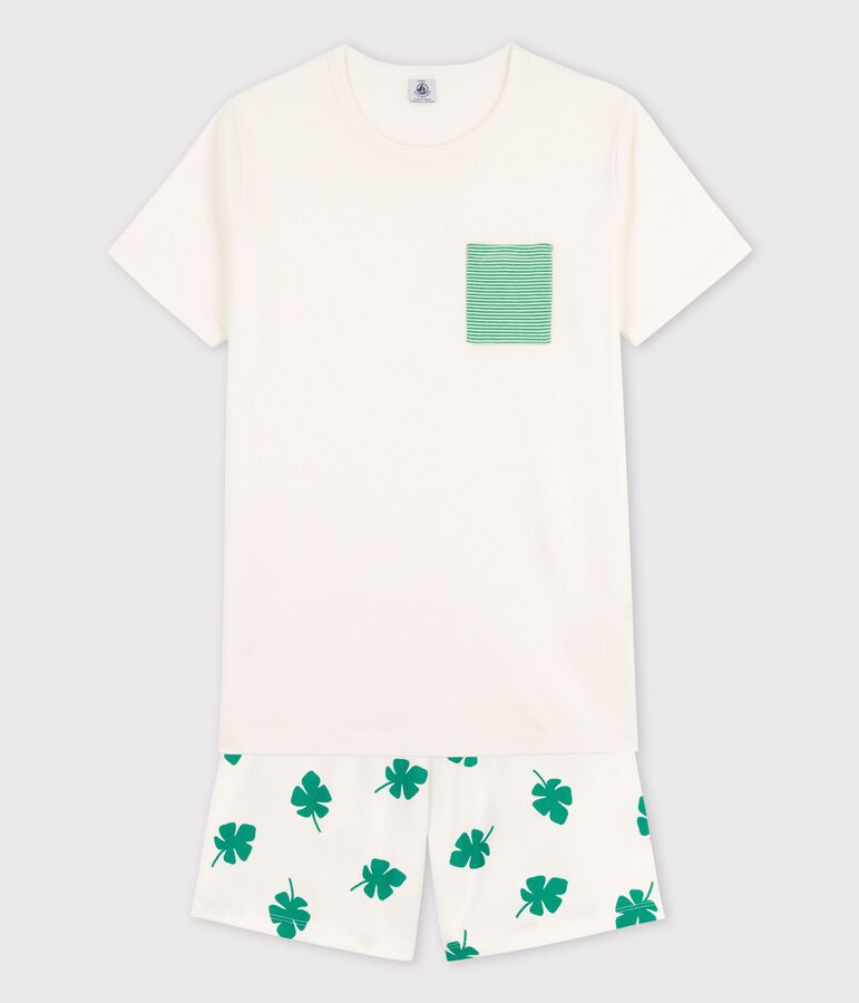 Pyjacourt gar&ccedil;on en coton biologique blanc MARSHMALLOW/blanc MULTICO