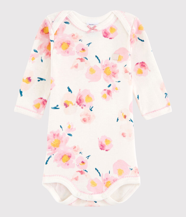 Body manches longues b&eacute;b&eacute; fille blanc/multicouleur
