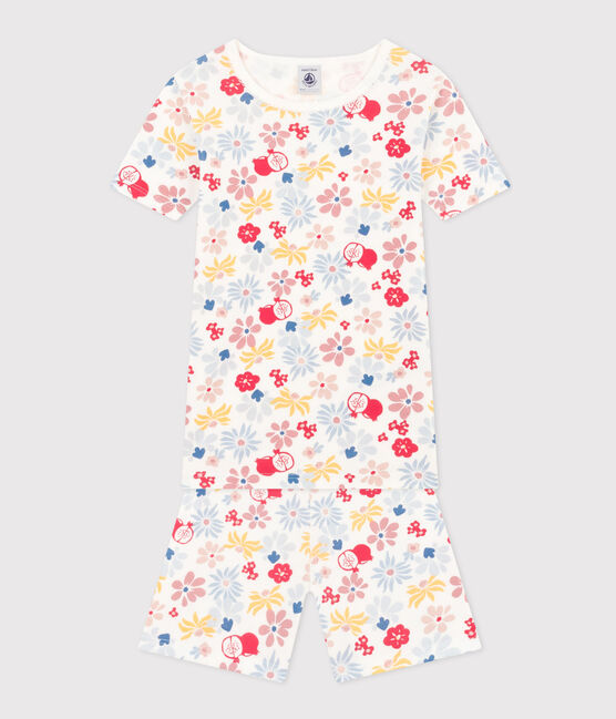 Pyjama short ajusté en coton imprimé fleurs enfant blanc MARSHMALLOW/blanc MULTICO