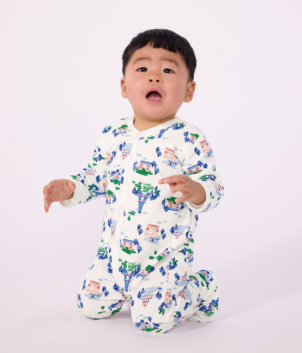 Pyjama b&eacute;b&eacute; en molleton imprim&eacute; Paris blanc/multicouleur