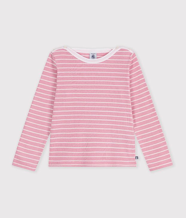 Marini&egrave;re enfant en coton rose/blanc