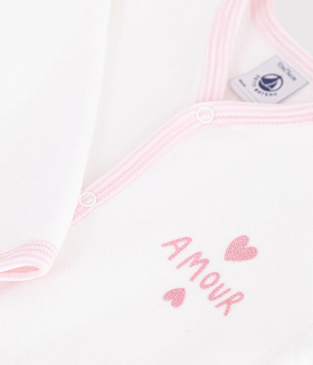 Pyjama b&eacute;b&eacute; en velours uni blanc