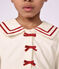 Robe enfant en velours manches longue unie blanc cass&eacute;