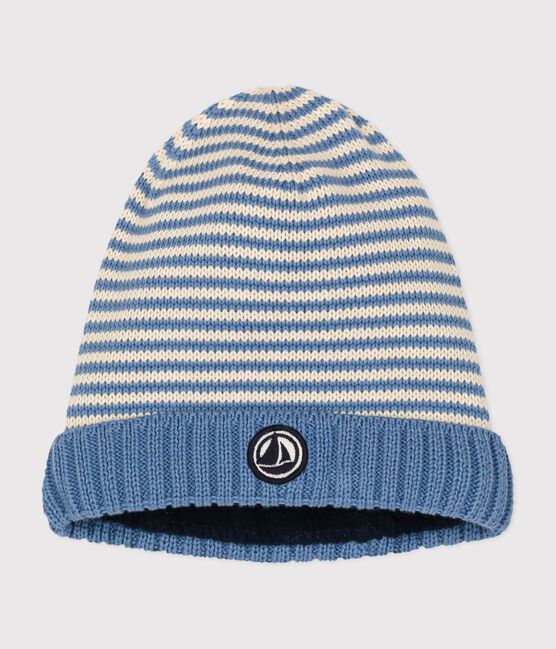 Bonnet en tricot doublé en polaire bébé bleu BEACH/ AVALANCHE