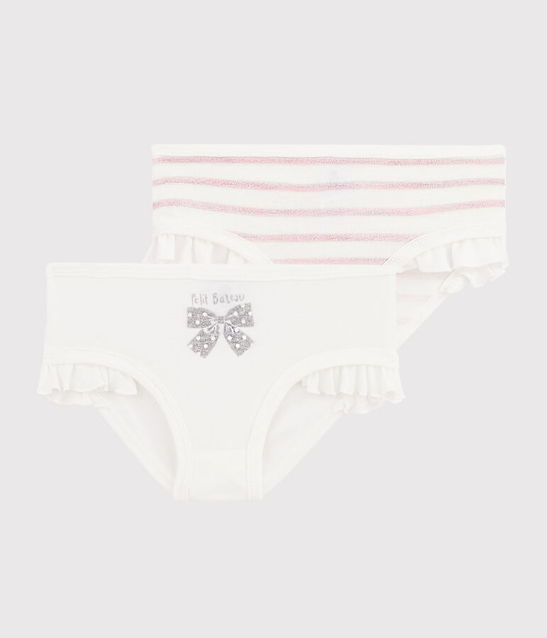 Lot de 2 culottes volant&eacute;es &agrave; paillettes petite fille multicouleur