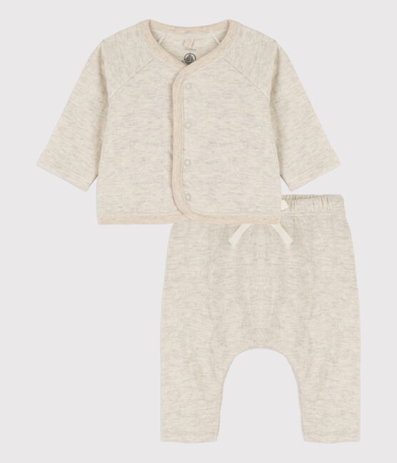 Ensemble 2 pièces bébé matelassé en coton beige MONTELIMAR CHINE