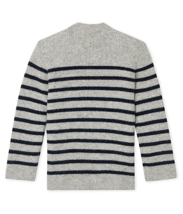 Pull en cachemire b&eacute;b&eacute; gar&ccedil;on gris/bleu