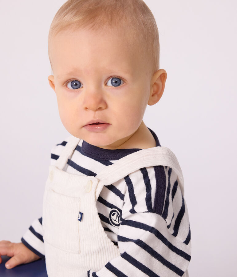 Salopette b&eacute;b&eacute; en velours c&ocirc;tel&eacute; uni &eacute;cru MILK