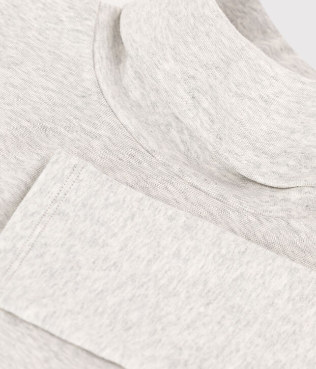 Tee-shirt col roul&eacute; L'ICONIQUE en coton BIO Femme gris chin&eacute; clair