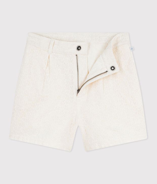 Short enfant en coton motifs c&oelig;urs blanc