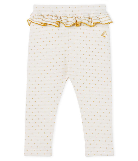 Legging à volant bébé fille blanc MARSHMALLOW/jaune OR