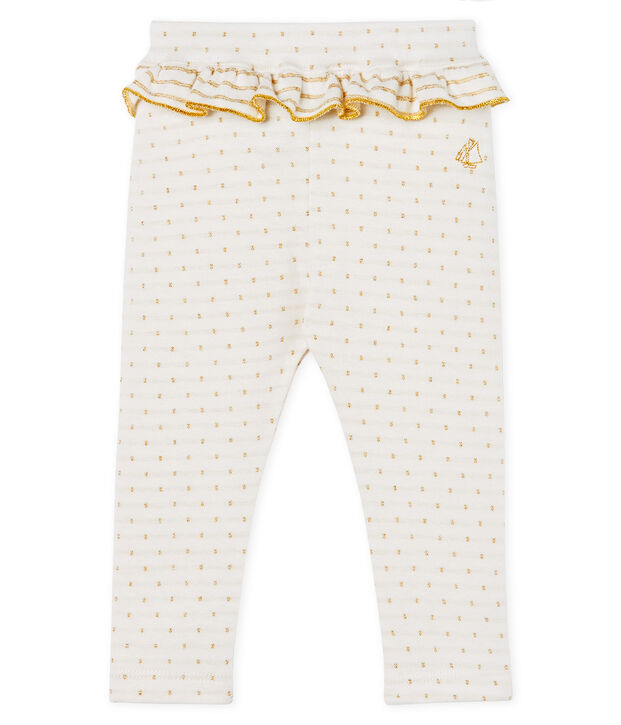 Legging &agrave; volant b&eacute;b&eacute; fille blanc/jaune