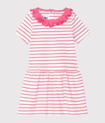 PETIT BATEAU - Robe rayée à collerette bébé fille