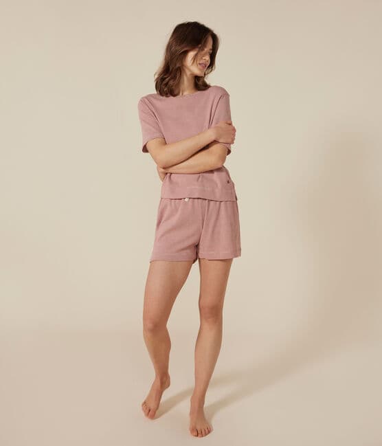 Pyjama short et tee-shirt en coton rayé femme FAMEUX/ MARSHMALLOW
