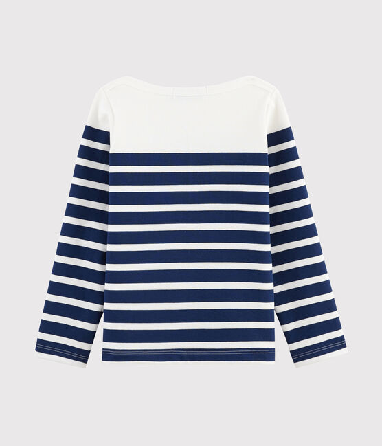 Marinière en jersey enfant blanc MARSHMALLOW/bleu MEDIEVAL