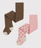 Lot de 2 paires de collants bébé fille rose CHARME/blanc MULTICO