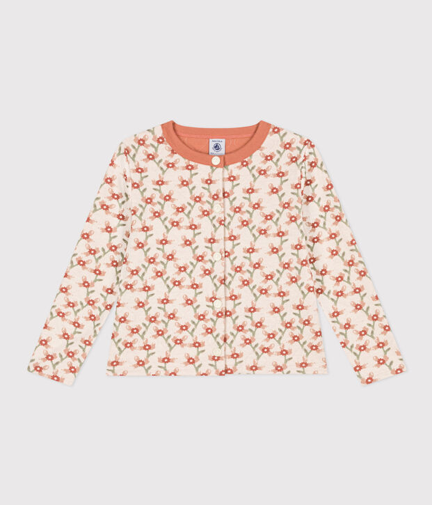 Cardigan imprim&eacute; en tubique matelass&eacute; enfant fille &eacute;cru/multicouleur