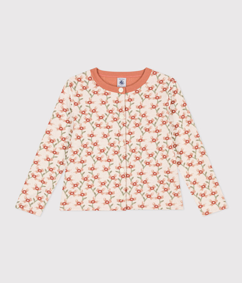 Cardigan imprim&eacute; en tubique matelass&eacute; enfant fille &eacute;cru/multicouleur