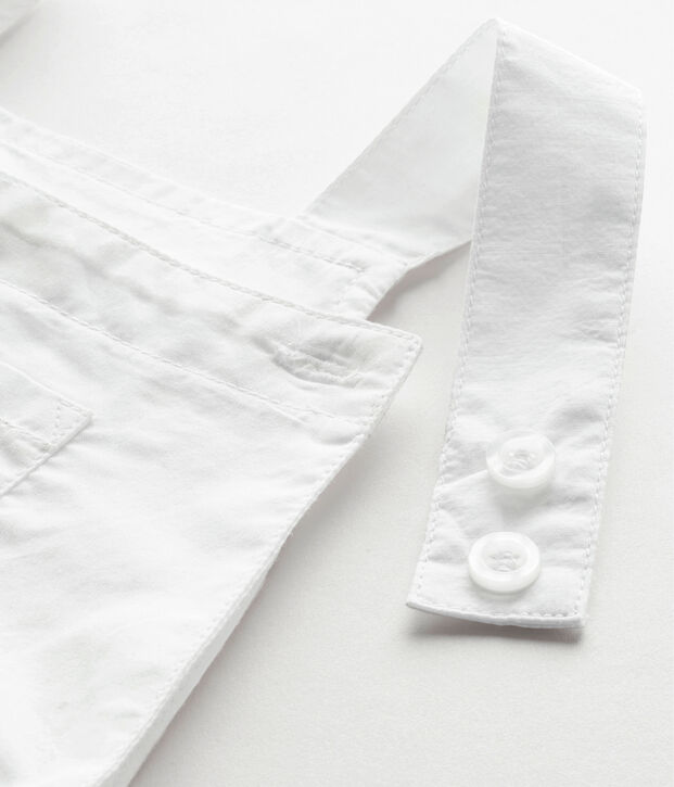 Salopette courte b&eacute;b&eacute; gar&ccedil;on en lin blanc