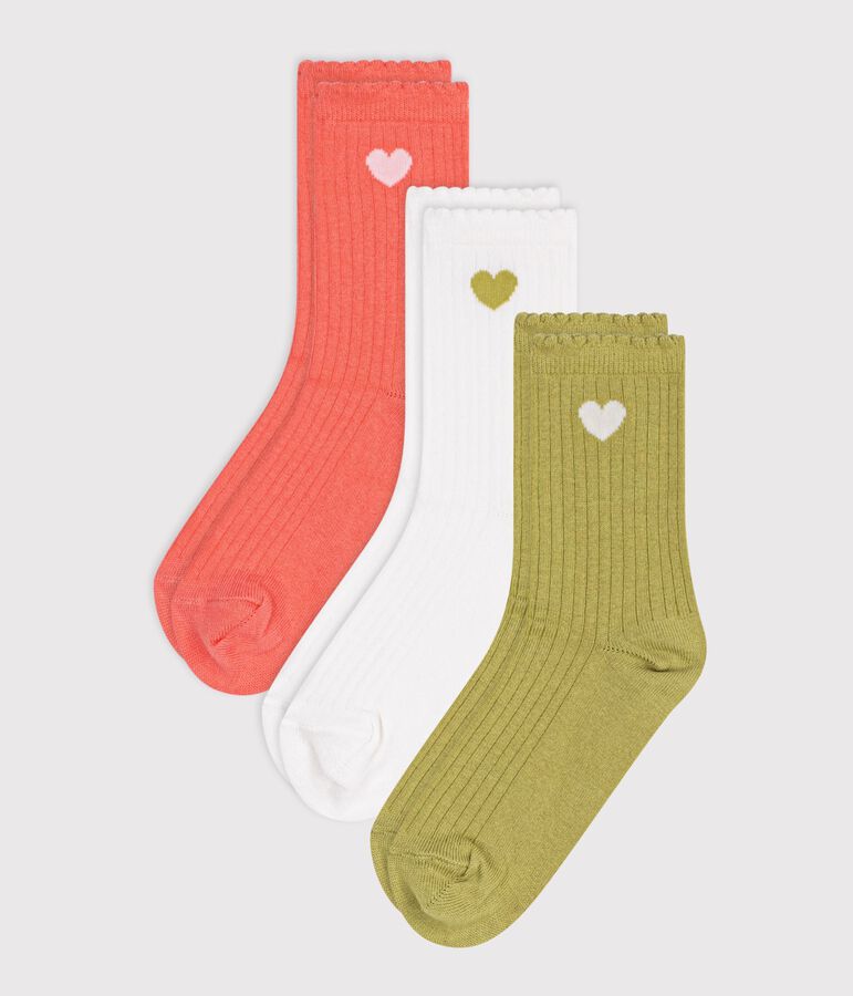2 paires de chaussettes enfant fille en coton jacquard c&oelig;ur variante 1