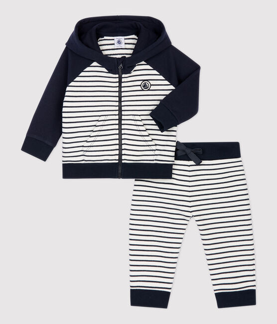 Ensemble jogging molleton bébé. bleu SMOKING/blanc MARSHMALLOW