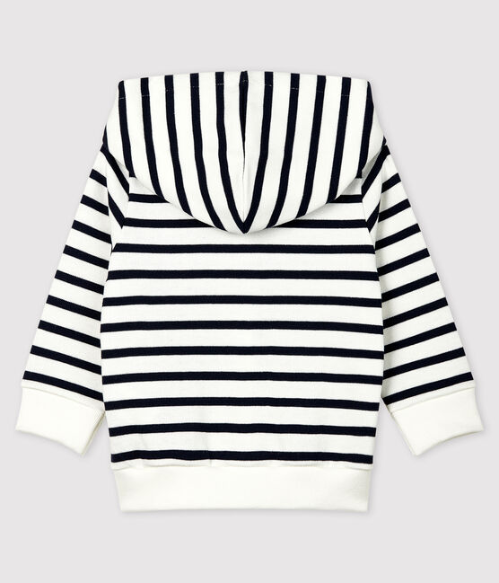 Sweatshirt à capuche en jersey bébé garçon blanc MARSHMALLOW/bleu SMOKING