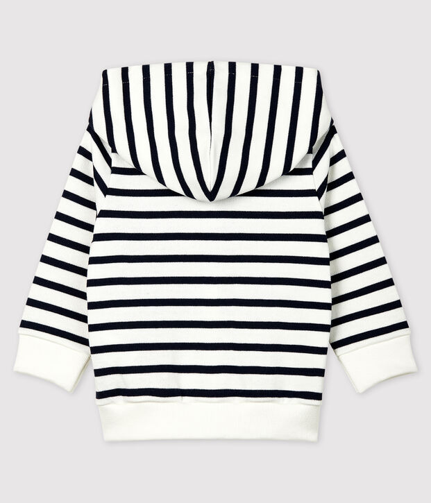 Sweatshirt &agrave; capuche en jersey b&eacute;b&eacute; gar&ccedil;on blanc/bleu