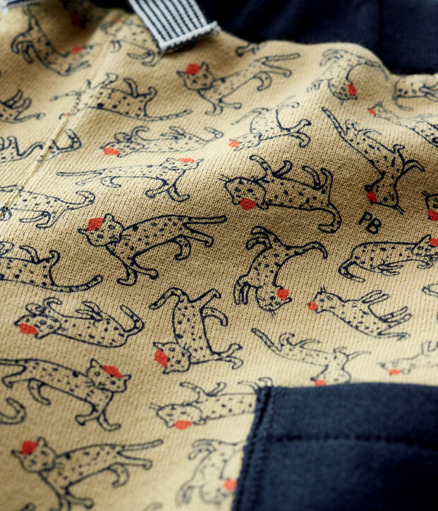 Pantalon en molleton b&eacute;b&eacute;. beige/multicouleur