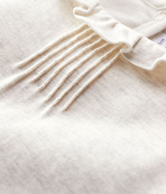 Tee-shirt manches longues en coton enfant fille beige MONTELIMAR CHINE