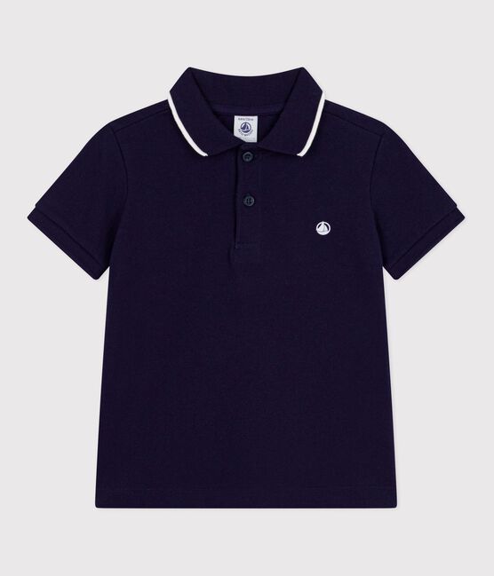 Polo enfant à manches courtes en coton bleu SOIR
