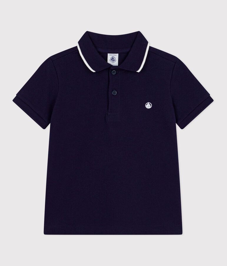 Polo enfant &agrave; manches courtes en coton bleu SOIR