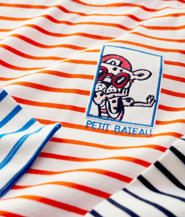 Tee-shirt manches longues  enfant fille / gar&ccedil;on blanc/orange/multicouleur