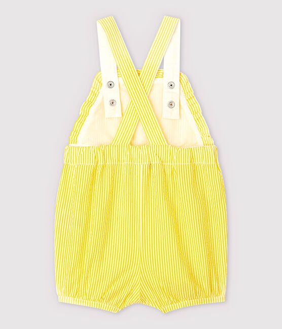 Salopette courte en seersucker rayé bébé fille jaune SHINE/blanc MARSHMALLOW