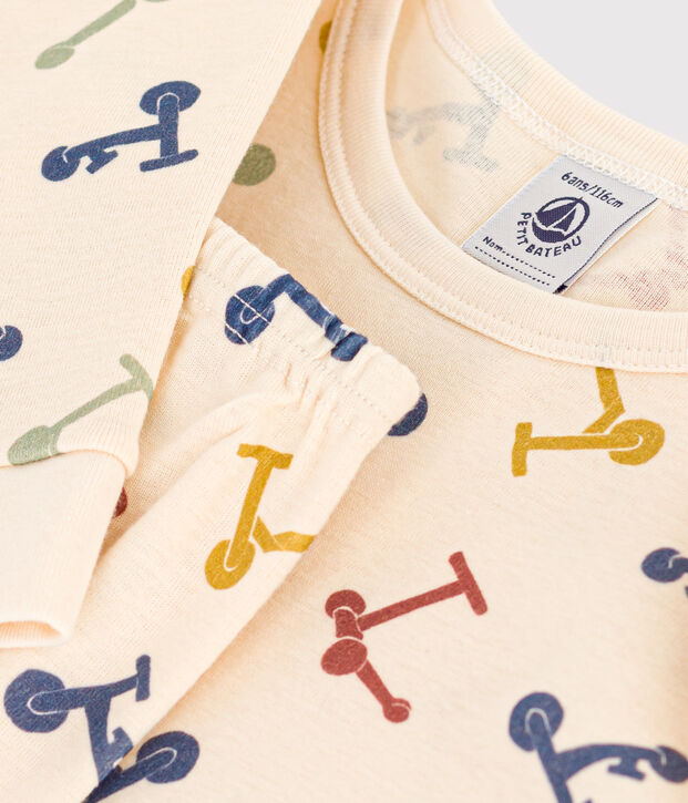 Pyjama ajust&eacute; en coton imprim&eacute; trottinette enfant &eacute;cru/multicouleur