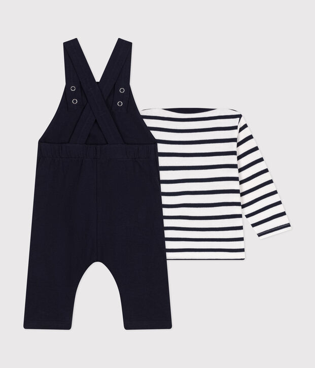 Ensemble salopette et marini&egrave;re en jersey &eacute;pais b&eacute;b&eacute; multicouleur