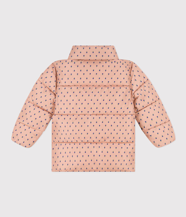 Doudoune avec capuche r&eacute;tractable enfant fille beige/multicouleur