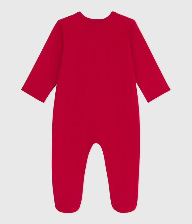 Pyjama b&eacute;b&eacute; en velours uni rouge